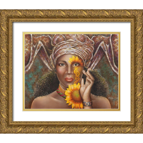 Sun Kissed Gold Ornate Wood Framed Art Print with Double Matting by Ferraro