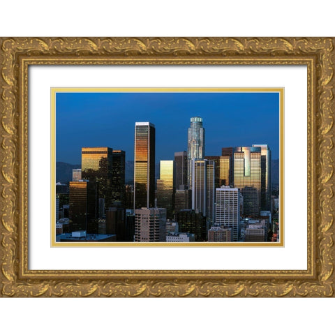 Skyline view of Los Angeles-California Gold Ornate Wood Framed Art Print with Double Matting by Highsmith, Carol