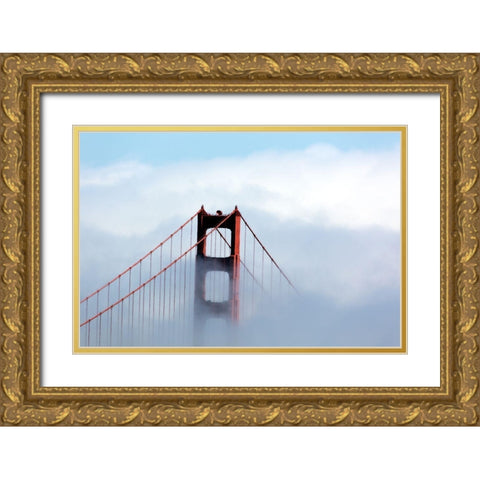 Fog over the Golden Gate Bridge in San Francisco-California Gold Ornate Wood Framed Art Print with Double Matting by Highsmith, Carol