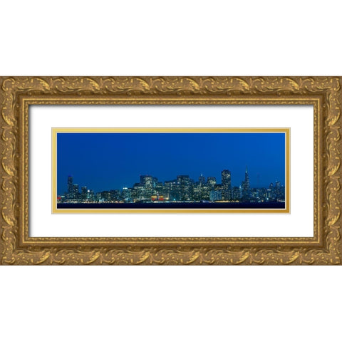 Night skyline of San Francisco from Treasure Island-California Gold Ornate Wood Framed Art Print with Double Matting by Highsmith, Carol
