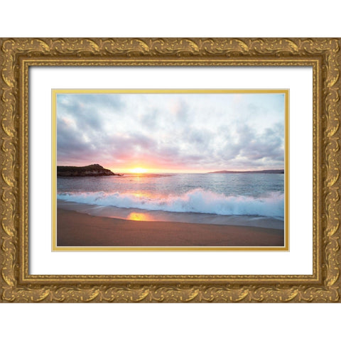 Pacific Coast Sunset at Monterey-California Gold Ornate Wood Framed Art Print with Double Matting by Highsmith, Carol