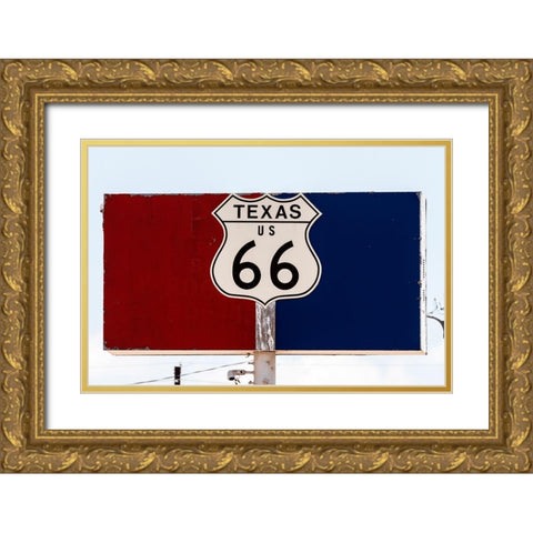 Texas Sign-on the old U.S. Highway Route 66 Gold Ornate Wood Framed Art Print with Double Matting by Highsmith, Carol