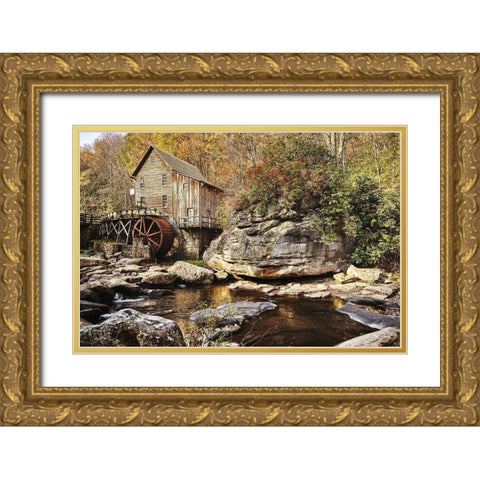The Glade Creek Grist Mill-West Virginia-USA Gold Ornate Wood Framed Art Print with Double Matting by Highsmith, Carol