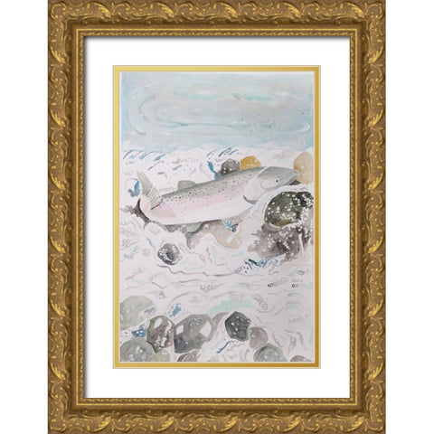 Coho Salmon Gold Ornate Wood Framed Art Print with Double Matting by Derr, Wynn
