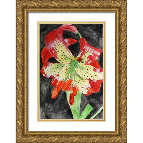 Western Lily Gold Ornate Wood Framed Art Print with Double Matting by Derr, Wynn