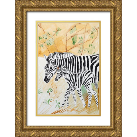 Zebra Stripes Gold Ornate Wood Framed Art Print with Double Matting by Derr, Wynn