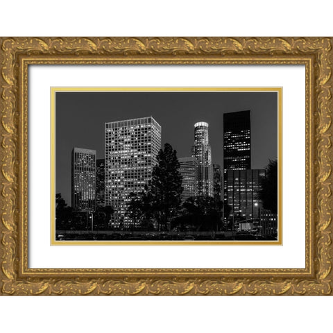 Central Los Angeles-California-at night Gold Ornate Wood Framed Art Print with Double Matting by Highsmith, Carol