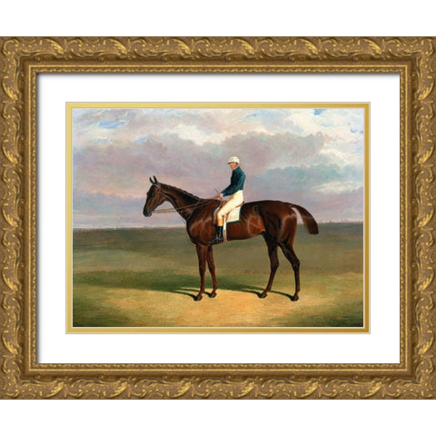 Margrave with James Robinson Up Gold Ornate Wood Framed Art Print with Double Matting by Herring, John Frederick
