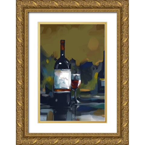 Wine I Gold Ornate Wood Framed Art Print with Double Matting by East Coast Licensing