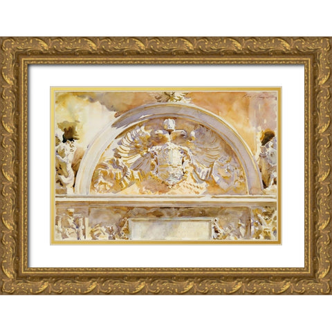 Escutcheon of Charles V of Spain Gold Ornate Wood Framed Art Print with Double Matting by Sargent, John Singer