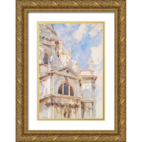 The Salute-Venice Gold Ornate Wood Framed Art Print with Double Matting by Sargent, John Singer
