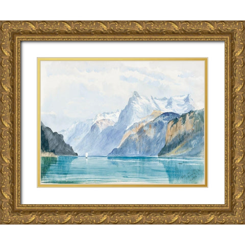 Bay of Uri-Brunnen from Switzerland Gold Ornate Wood Framed Art Print with Double Matting by Sargent, John Singer