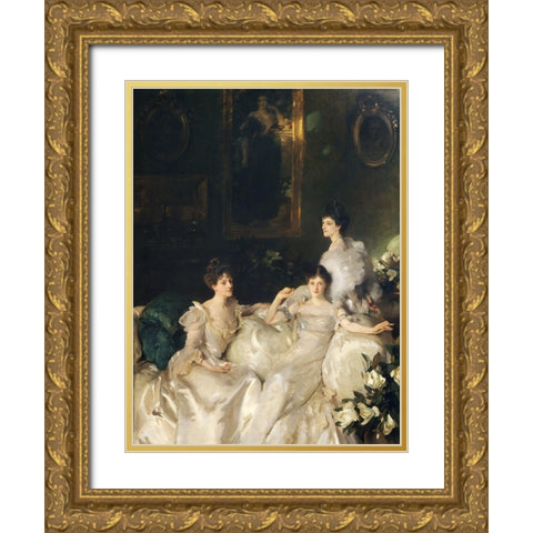 The Wyndham Sisters Gold Ornate Wood Framed Art Print with Double Matting by Sargent, John Singer
