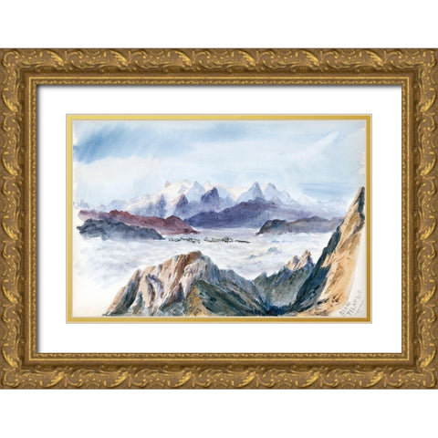 Iselle from Mount Pilatus from Splendid Mountain Watercolours Sketchbook Gold Ornate Wood Framed Art Print with Double Matting by Sargent, John Singer