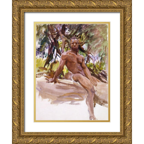 Man and Trees-Florida Gold Ornate Wood Framed Art Print with Double Matting by Sargent, John Singer