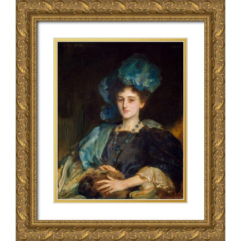 Portrait of Miss Katherine Elizabeth Lewis Gold Ornate Wood Framed Art Print with Double Matting by Sargent, John Singer
