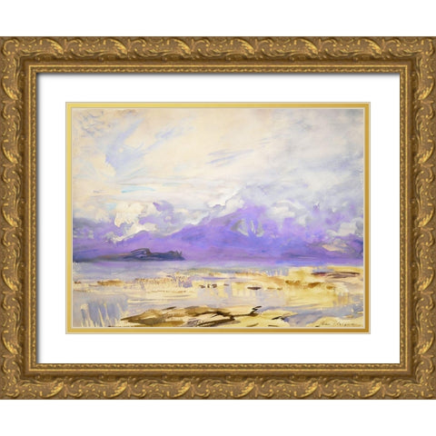 Sirmione Gold Ornate Wood Framed Art Print with Double Matting by Sargent, John Singer
