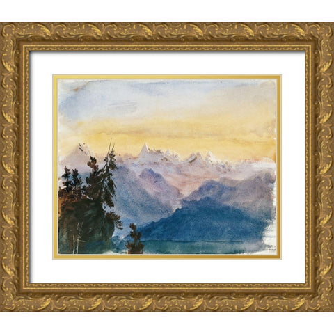 View from Mount Pilatus Gold Ornate Wood Framed Art Print with Double Matting by Sargent, John Singer