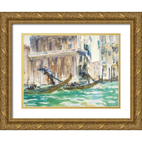 View of Venice Gold Ornate Wood Framed Art Print with Double Matting by Sargent, John Singer