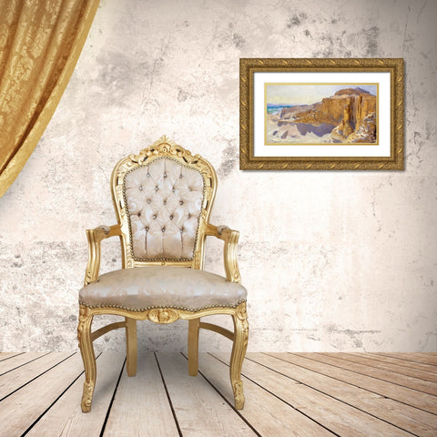 Cliffs at Deir el Bahri-Egypt Gold Ornate Wood Framed Art Print with Double Matting by Sargent, John Singer