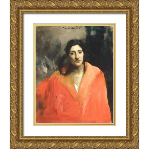 Gitana Gold Ornate Wood Framed Art Print with Double Matting by Sargent, John Singer