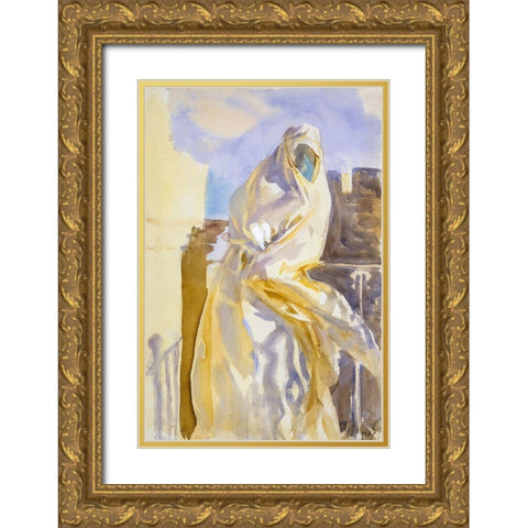 Arab Woman Gold Ornate Wood Framed Art Print with Double Matting by Sargent, John Singer