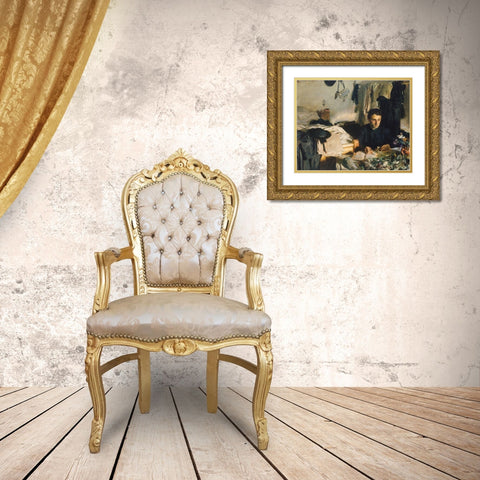 Padre Sebastiano Gold Ornate Wood Framed Art Print with Double Matting by Sargent, John Singer
