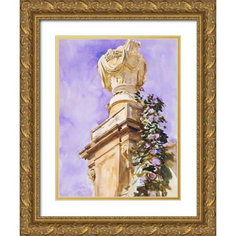 Garden near Lucca Gold Ornate Wood Framed Art Print with Double Matting by Sargent, John Singer