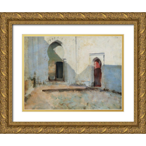 Courtyard-Tetouan-Morocco Gold Ornate Wood Framed Art Print with Double Matting by Sargent, John Singer