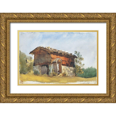 Tyrolean Shrine Gold Ornate Wood Framed Art Print with Double Matting by Sargent, John Singer