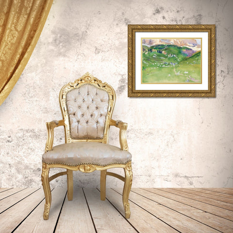 Sellar Alp-Dolomites Gold Ornate Wood Framed Art Print with Double Matting by Sargent, John Singer