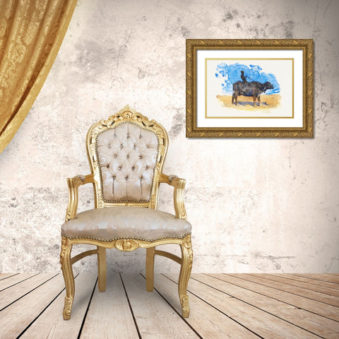 Boy on Water Buffalo Gold Ornate Wood Framed Art Print with Double Matting by Sargent, John Singer