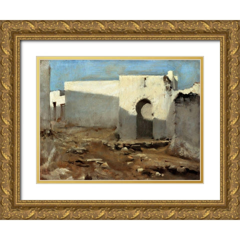 Moorish Buildings in Sunlight Gold Ornate Wood Framed Art Print with Double Matting by Sargent, John Singer