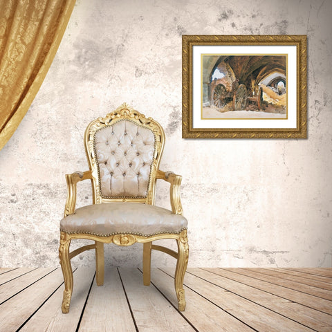 Wheels in Vault Gold Ornate Wood Framed Art Print with Double Matting by Sargent, John Singer