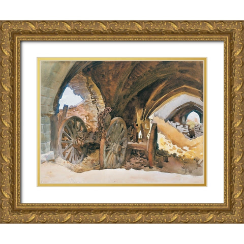 Wheels in Vault Gold Ornate Wood Framed Art Print with Double Matting by Sargent, John Singer