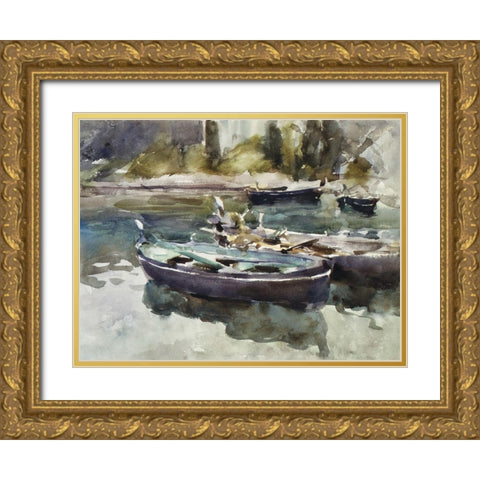 Small Boats Gold Ornate Wood Framed Art Print with Double Matting by Sargent, John Singer