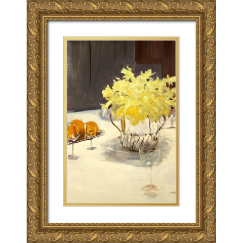 Still Life with Daffodils Gold Ornate Wood Framed Art Print with Double Matting by Sargent, John Singer