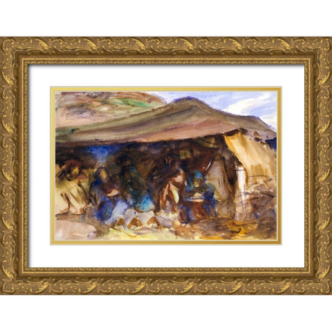 Bedouin Tent Gold Ornate Wood Framed Art Print with Double Matting by Sargent, John Singer