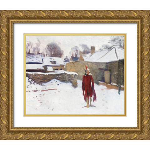 Mannikin in the Snow Gold Ornate Wood Framed Art Print with Double Matting by Sargent, John Singer