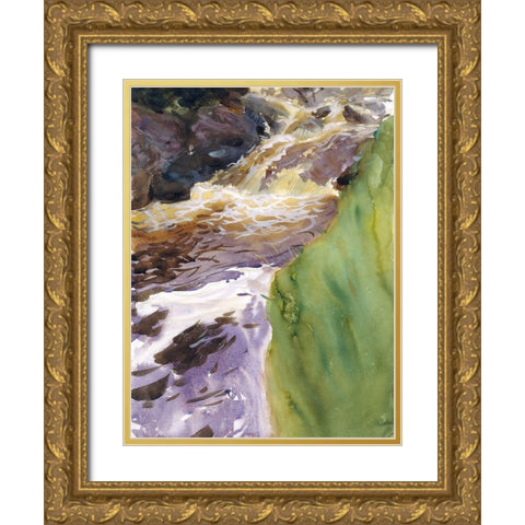 Rushing Water Gold Ornate Wood Framed Art Print with Double Matting by Sargent, John Singer