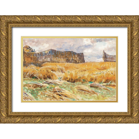 Camouflaged Field in France Gold Ornate Wood Framed Art Print with Double Matting by Sargent, John Singer