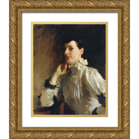 Mrs. Henry Galbraith Ward Gold Ornate Wood Framed Art Print with Double Matting by Sargent, John Singer