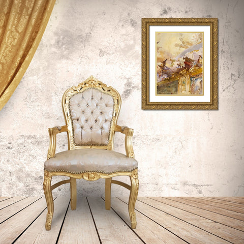 Tiepolo Ceiling-Milan Gold Ornate Wood Framed Art Print with Double Matting by Sargent, John Singer