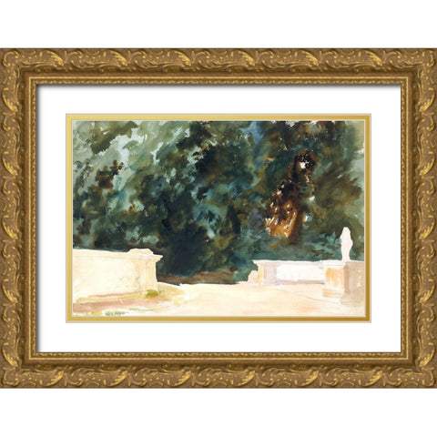 Terrace and Gardens Gold Ornate Wood Framed Art Print with Double Matting by Sargent, John Singer