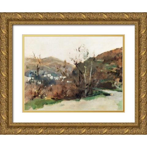 Spanish Landscape Gold Ornate Wood Framed Art Print with Double Matting by Sargent, John Singer