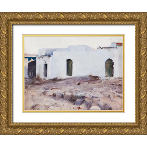 Moorish Buildings on a Cloudy Day Gold Ornate Wood Framed Art Print with Double Matting by Sargent, John Singer