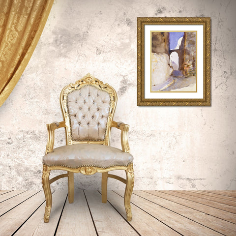 Street-Tangier Gold Ornate Wood Framed Art Print with Double Matting by Sargent, John Singer
