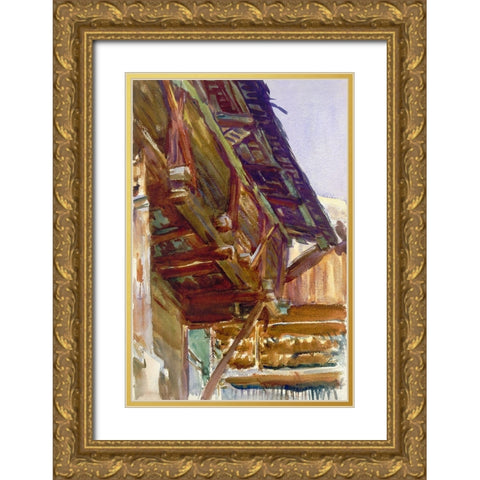 ChaletÂ  Gold Ornate Wood Framed Art Print with Double Matting by Sargent, John Singer