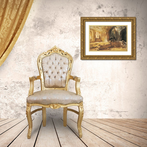 Ruined Cellar Arras Gold Ornate Wood Framed Art Print with Double Matting by Sargent, John Singer