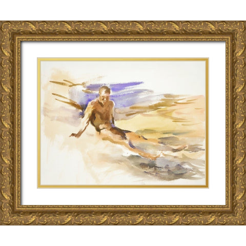 Bather-Florida Gold Ornate Wood Framed Art Print with Double Matting by Sargent, John Singer